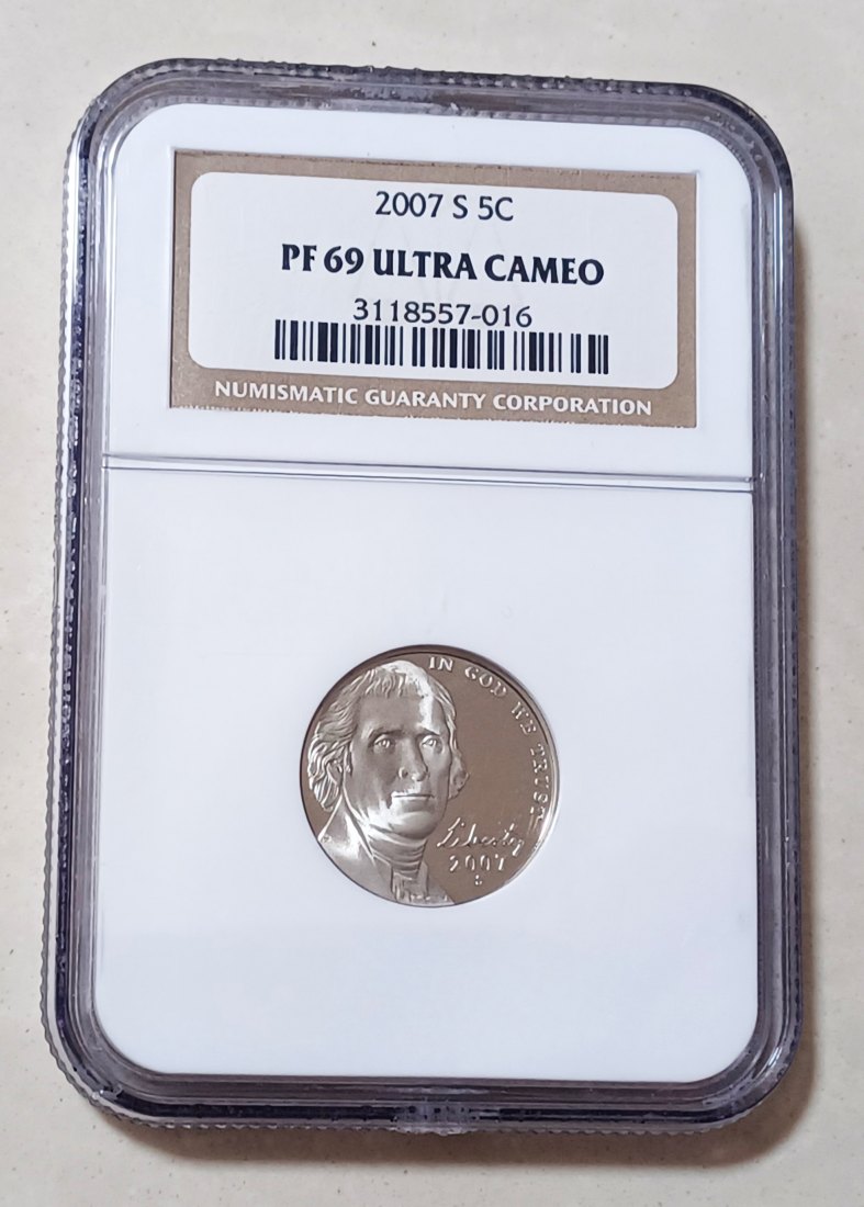  2007 CLAD PROOF United States Jefferson Nickel Five Cent 5c 2007S NGC PF69UC 2ND Highest   