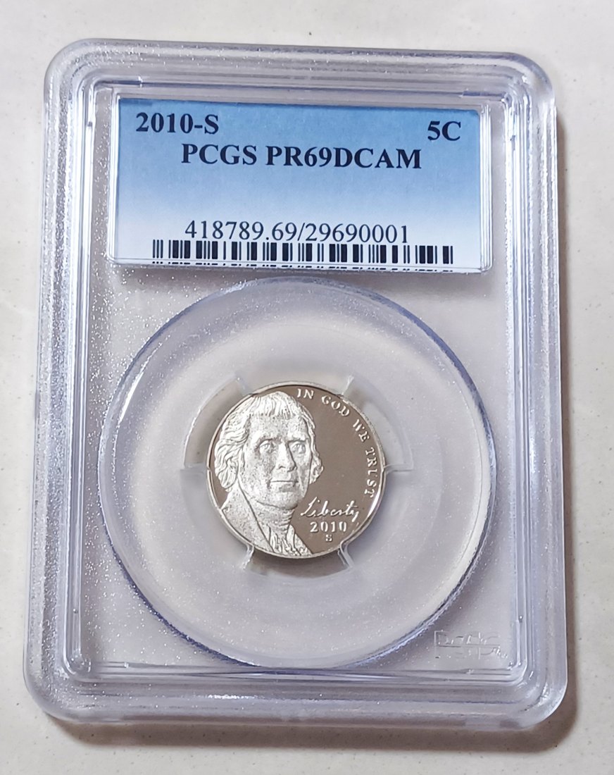 2010 CLAD PROOF United States Jefferson Nickel Five Cent 5c 2010S PCGS PR69DCAM 2ND Highest