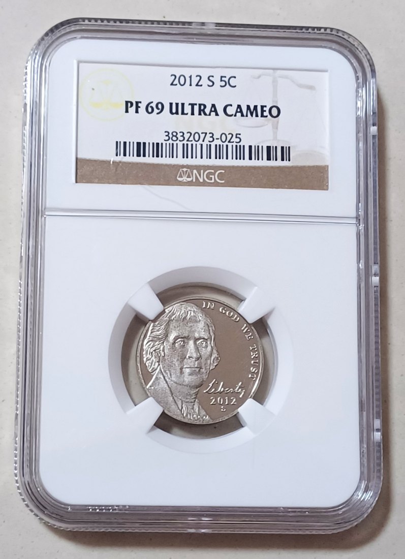 2012 CLAD PROOF United States Jefferson Nickel Five Cent 5c 2012S NGC PF69UC 2ND Highest