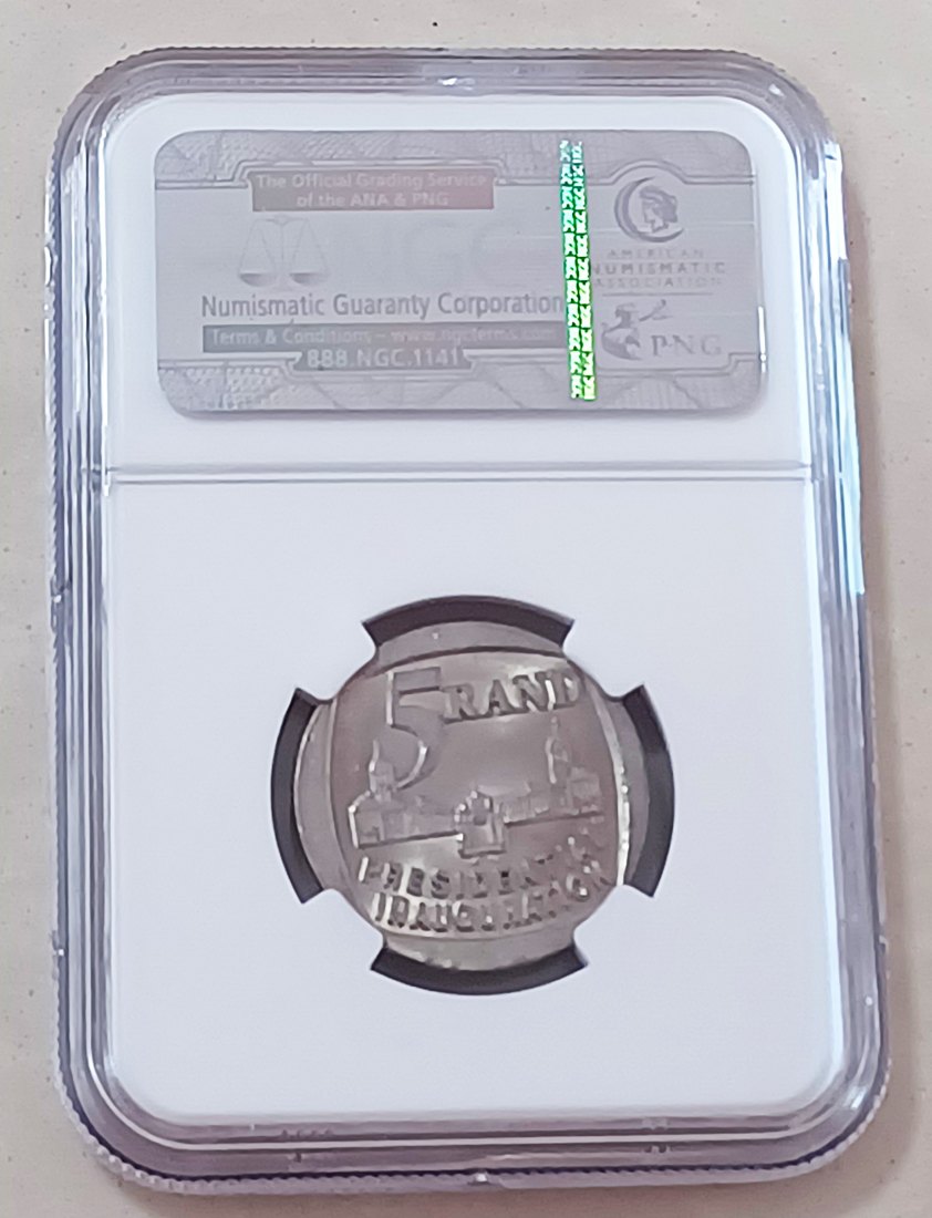  1994 UNC BU South Africa Presidential Inauguration Five Rand R5 NGC MS64   