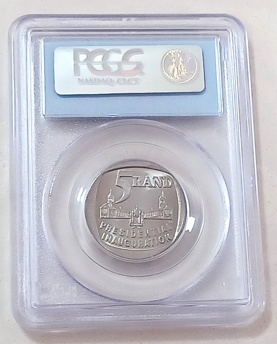  1994 UNC BU South Africa Presidential Inauguration Five Rand R5 PCGS MS65   