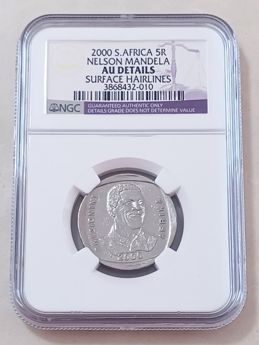 2000 South Africa Nelson Mandela ~Smiley~ Five Rand R5 NGC AU Details
