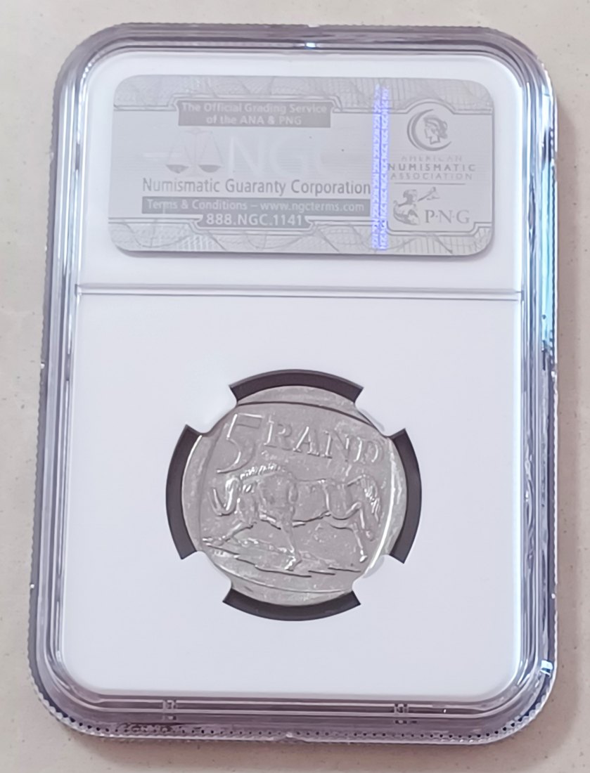  2000 South Africa Nelson Mandela ~Smiley~ Five Rand R5 NGC AU55 SPECIAL NGC MANDELA LABEL   