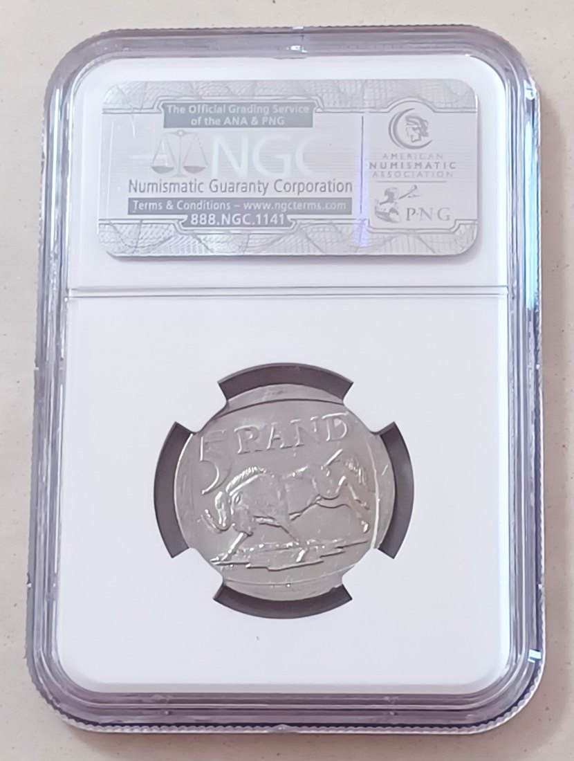  2000 South Africa Nelson Mandela ~Smiley~ Five Rand R5 NGC AU58   