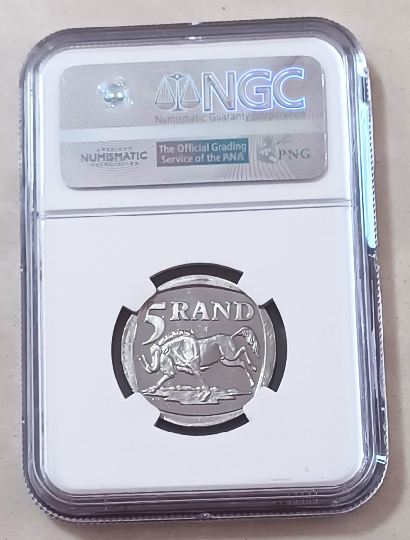  2000 South Africa PROOFLIKE Nelson Mandela ~Smiley~ Five Rand R5 NGC PL63 CAMEO   