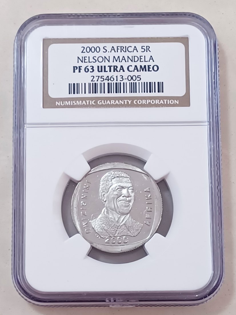 2000 South Africa PROOF Nelson Mandela ~Smiley~ Five Rand R5 NGC PF63 ULTRA CAMEO