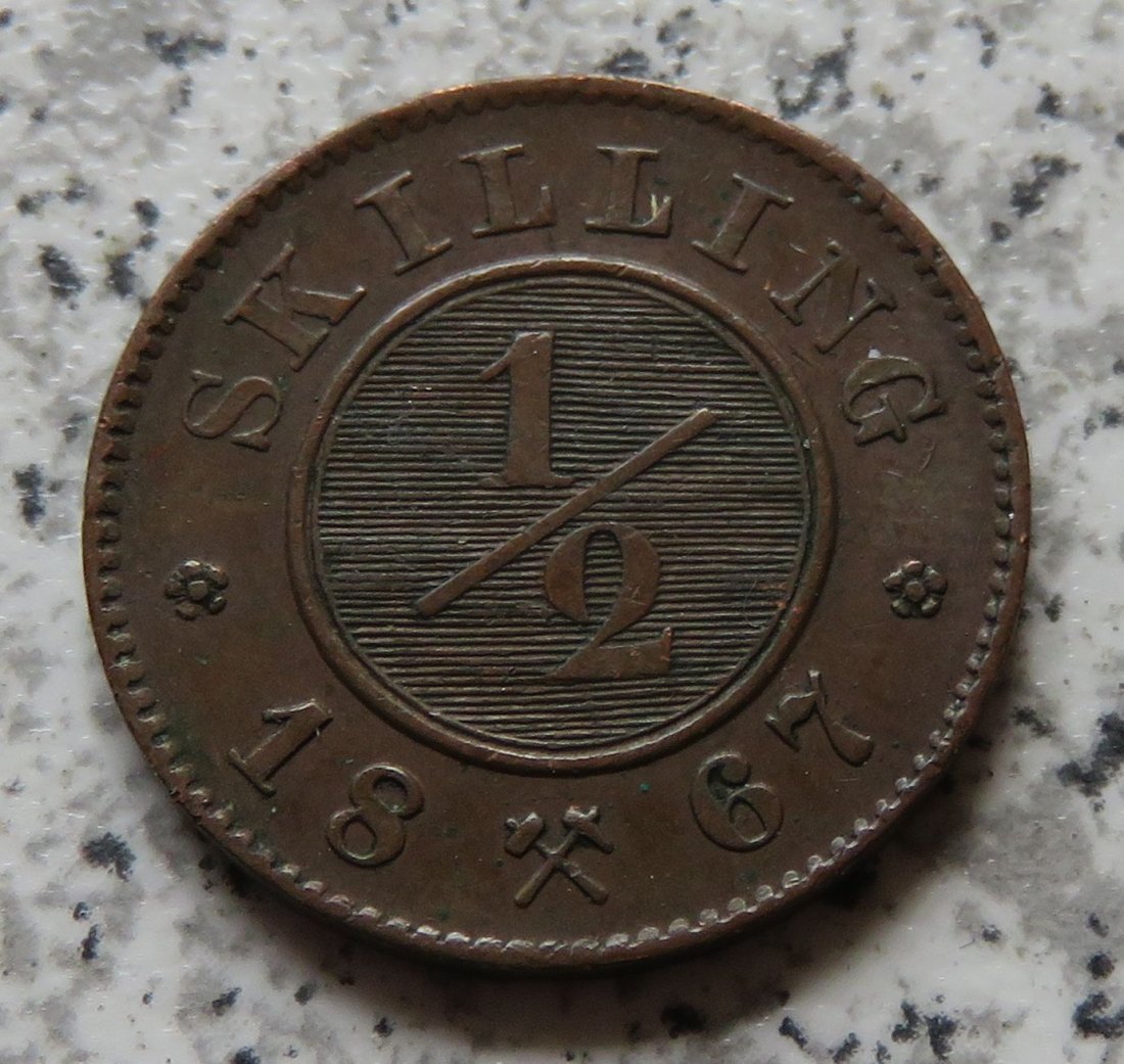  Norwegen 1/2 Skilling 1867   