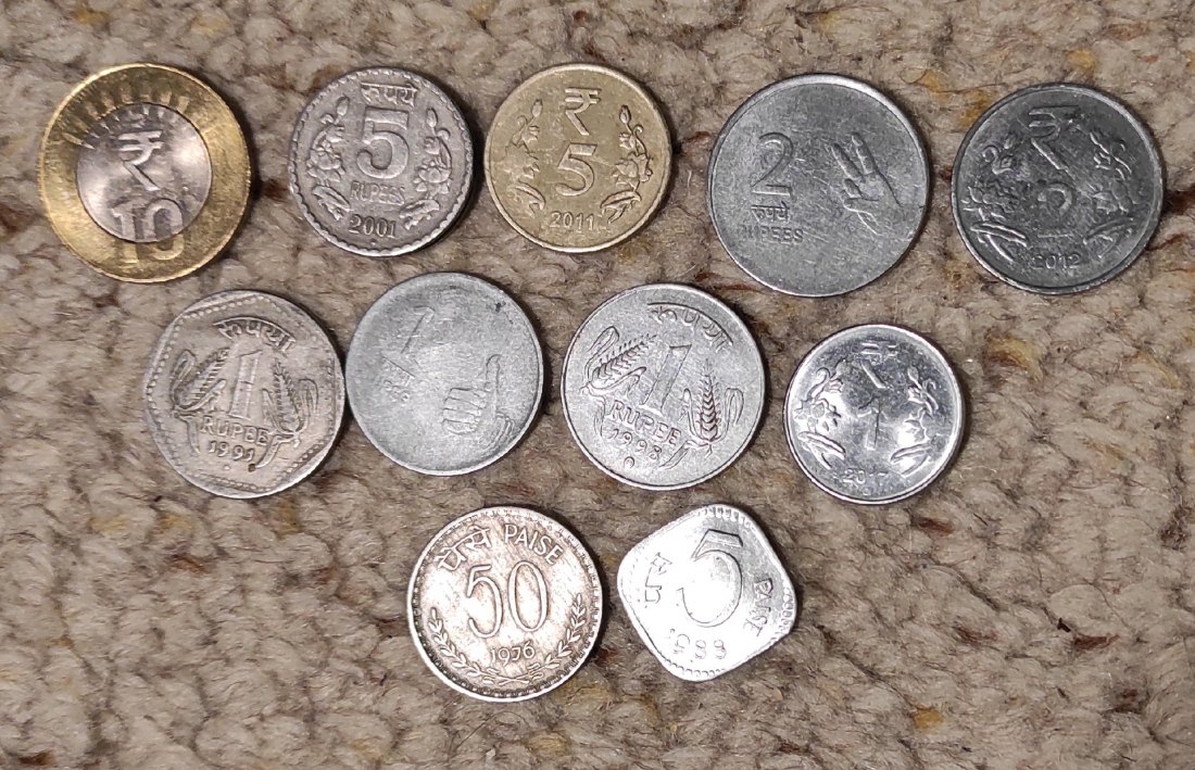  Set 11: 11 verschiedene Münzen aus Indien   