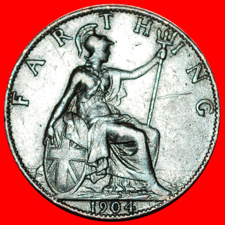 Ⰿ HERRIN DER SEEN: GROSSBRITANNIEN ★ FARTHING 1904! Eduard VII. (1902-1910) OHNE VORBEHALT!