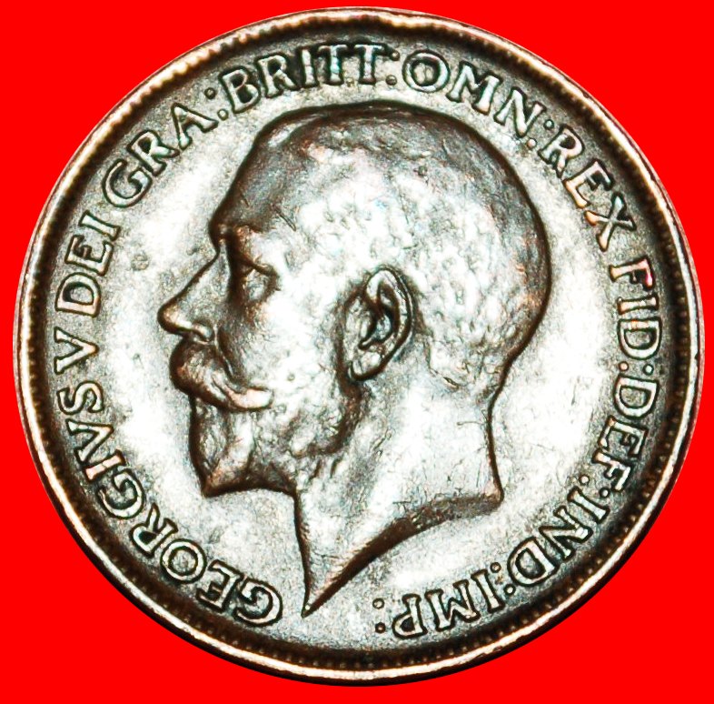  Ⰿ MISTRESS OF SEAS: GREAT BRITAIN★ FARTHING 1912! GEORGE V (1911-1936) LOW START ★ NO RESERVE!   