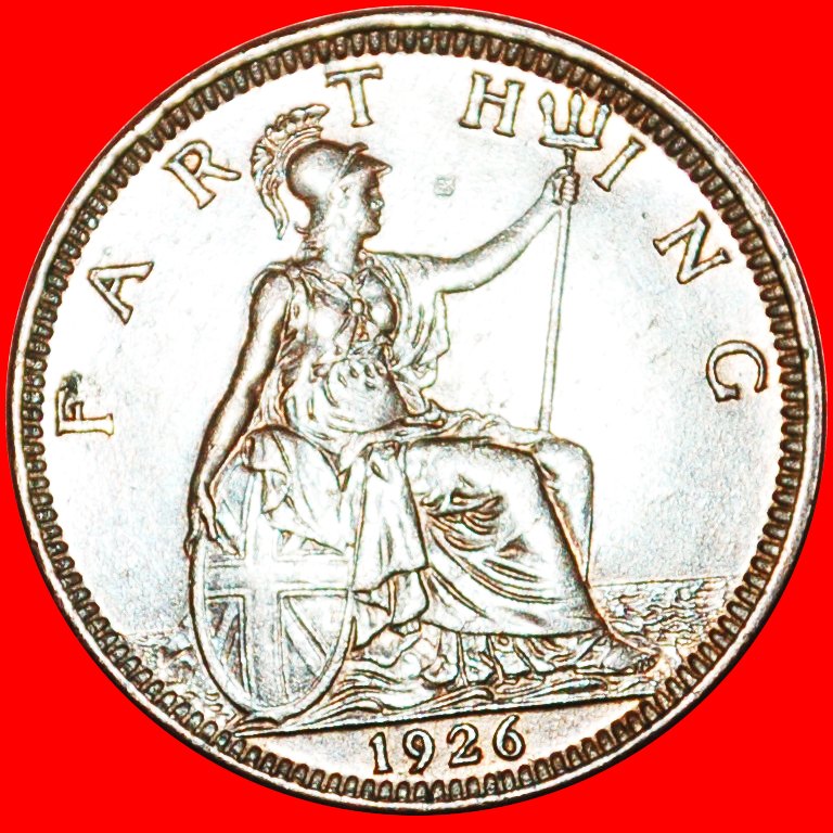 Ⰿ HERRIN DER SEEN: GROSSBRITANNIEN ★ FARTHING 1926! GEORG V. (1911-1936) OHNE VORBEHALT!