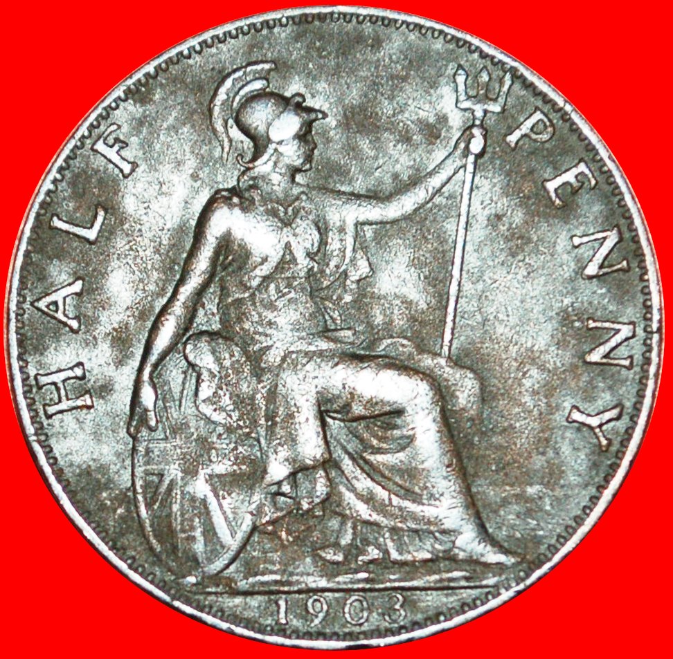 Ⰿ MISTRESS OF SEAS: GREAT BRITAIN★ HALF PENNY 1903! EDWARD VII (1902-1910) LOW START ★ NO RESERVE!