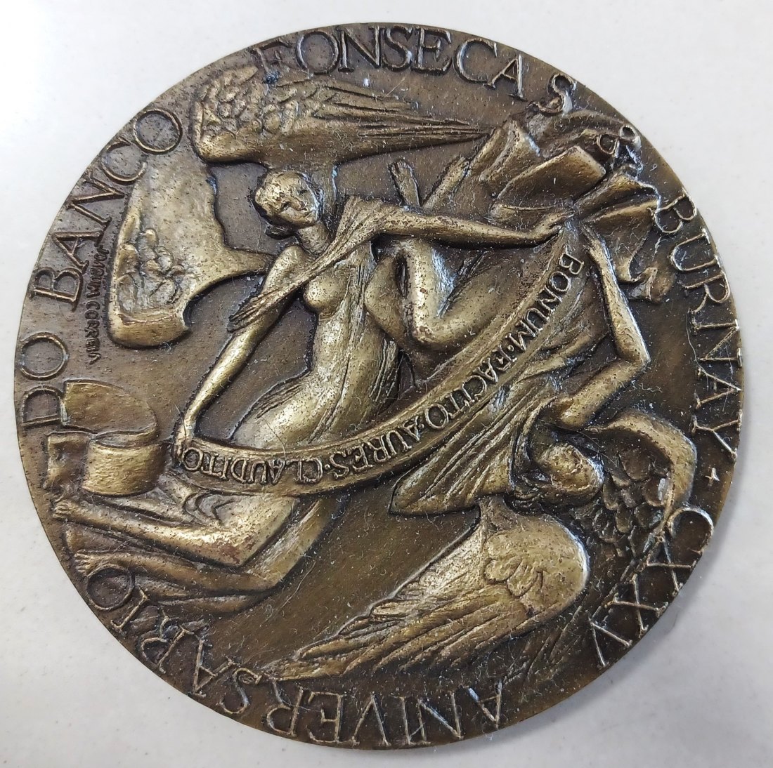 1986 Extra Large 70mm 140g Bronze Fonseca Burnay Bank Medal