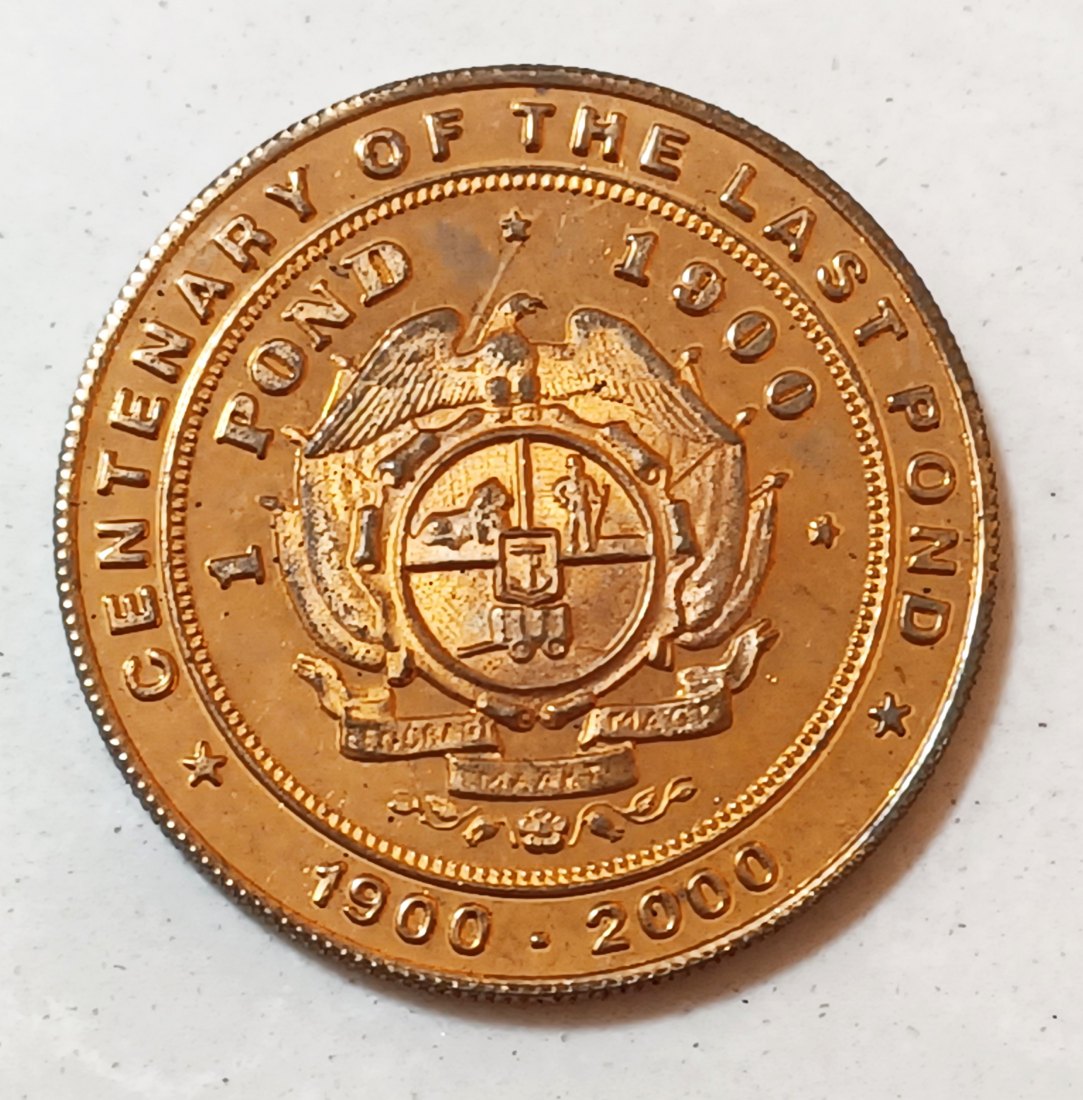  1900-2000 South Africa Bronze Centenary of the last Pond Medal 33mm 17g   