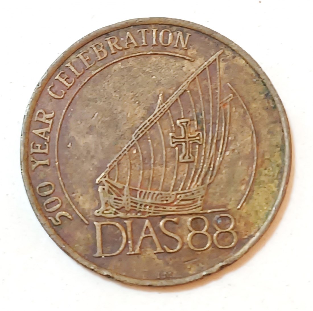 1988 South Africa Bartolomeu Dias 88 Festival 500 year celebration Lisboa Brass Medal 28.5mm 19.6g
