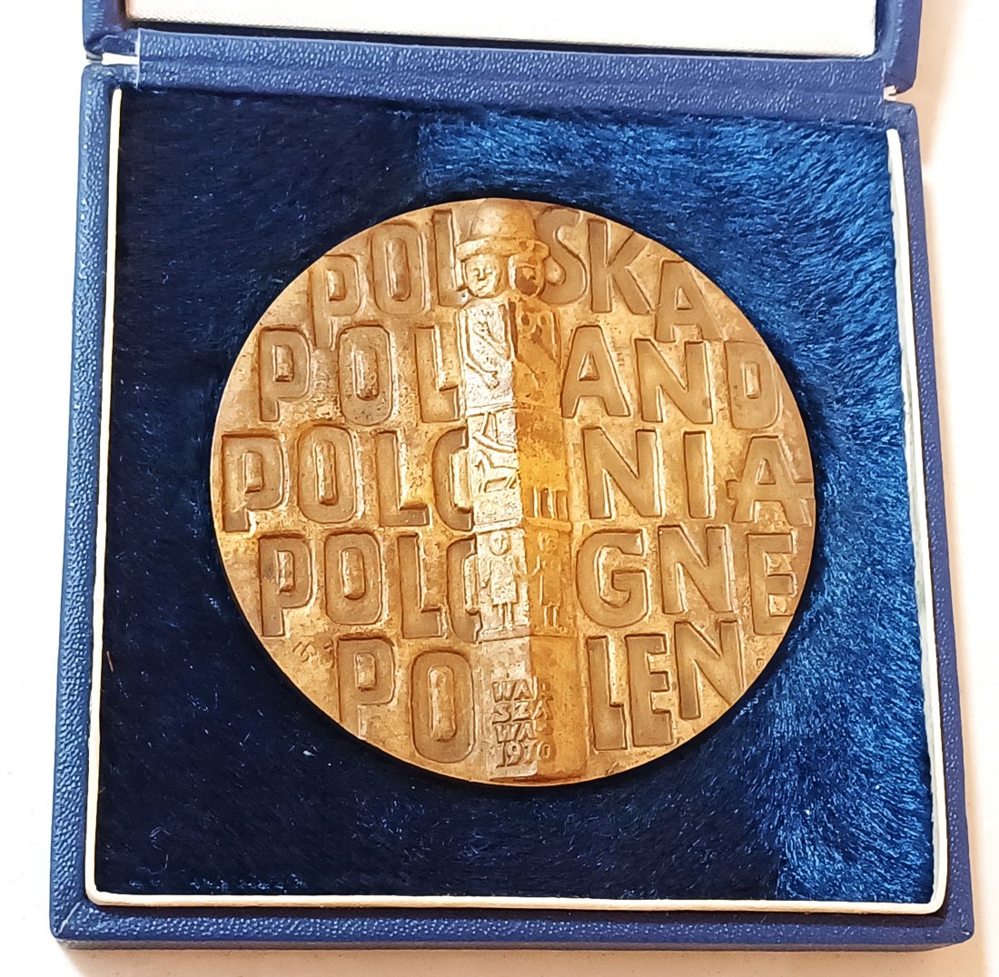 1970 XL Poland Polonia with the Motherland Warsaw 69.8mm 137.81g Bronze Medal 900 Pieces Minted
