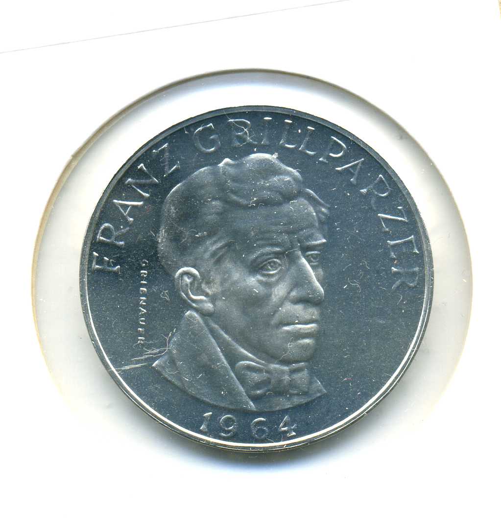 25 Schilling 1964 Grillparzer PP Fehlprägung mit Perlkreis sehr selten