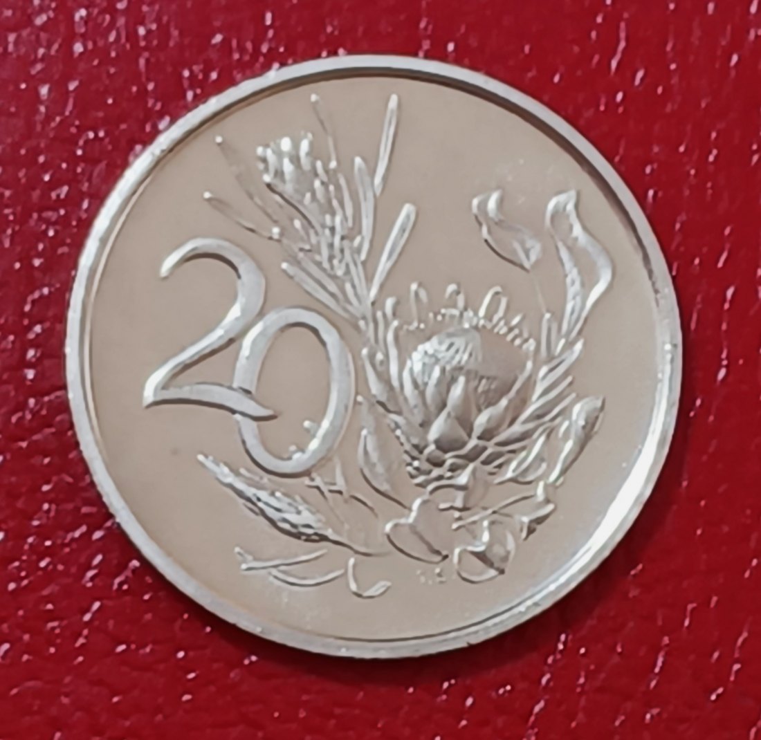 1969 South Africa Proof Van Riebeeck African Protea Twenty Cent 20c Mintage 12,000 Afrikaans Legend