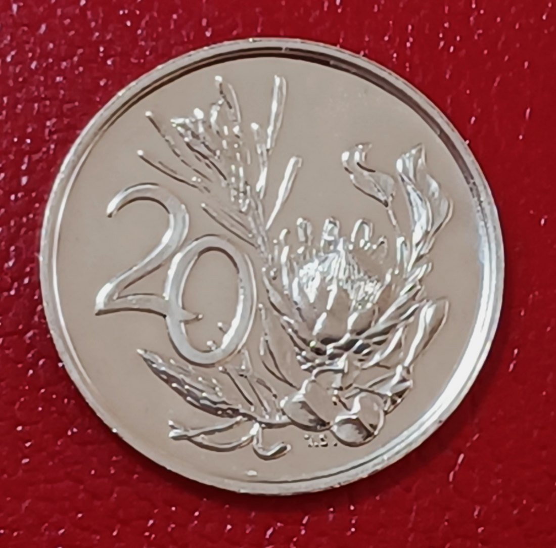 1977 South Africa Proof African Protea Twenty Cent 20c Mintage 19,000