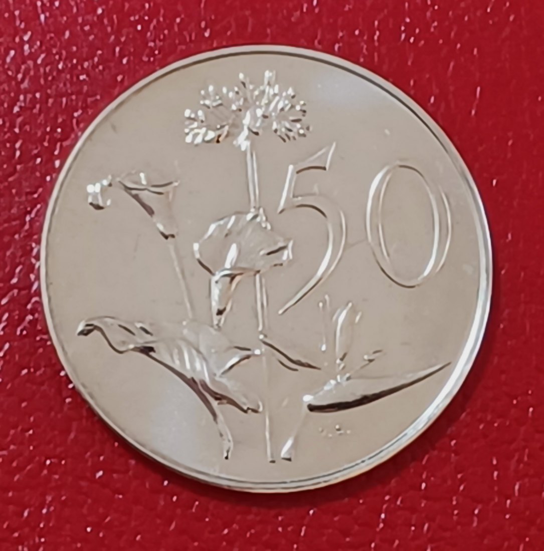 1967 South Africa Proof Van Riebeeck African Lilly Fifty Cent 50c Mintage 25,000 English Legend