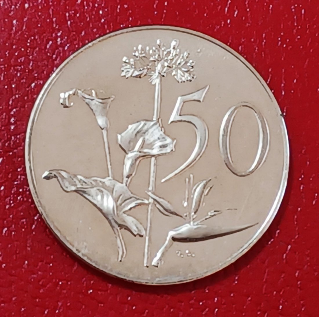 1968 South Africa Proof Fouche African Lilly Fifty Cent 50c Mintage 25,000 Afrikaans Legend