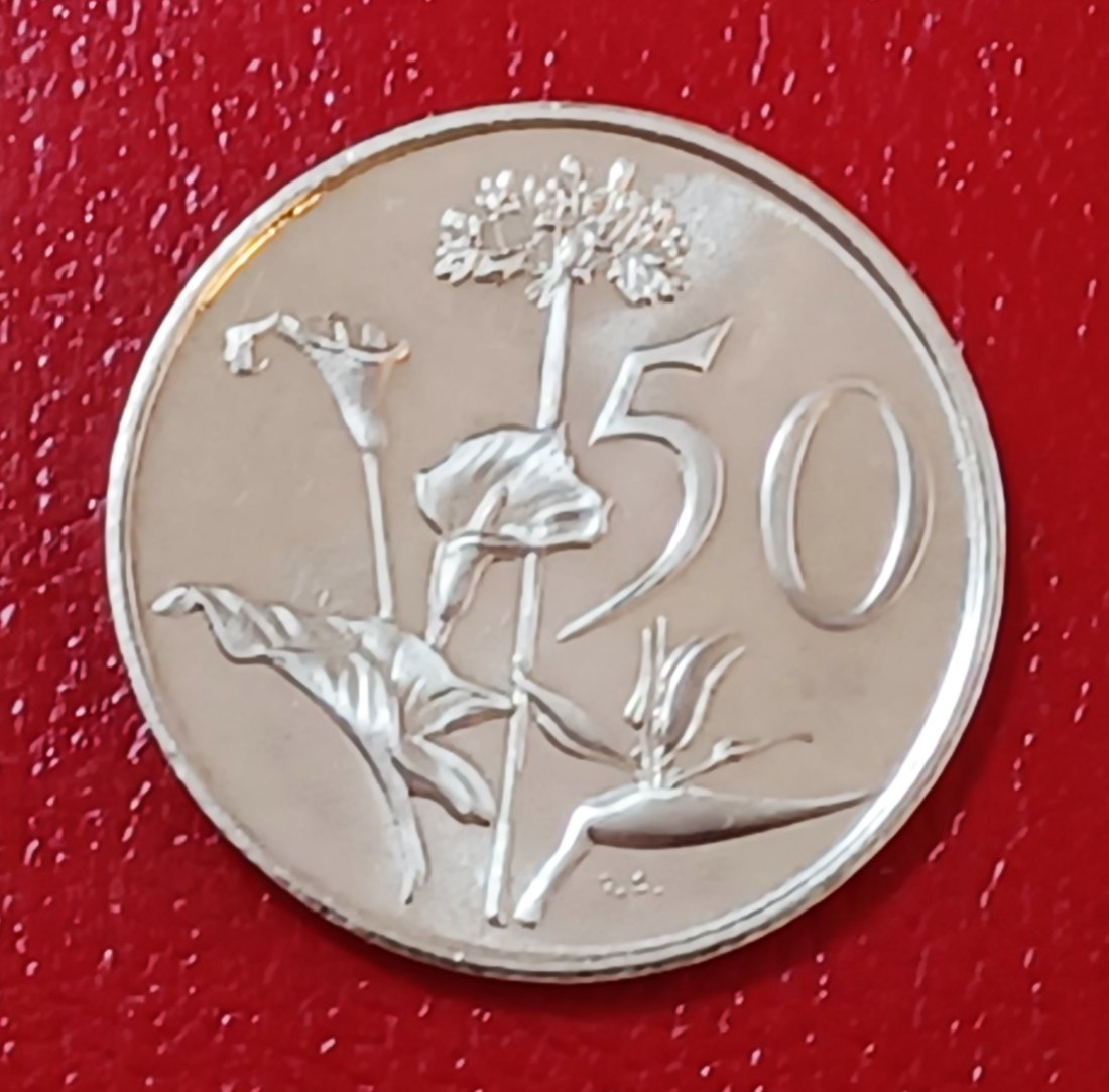 1975 South Africa Proof African Lilly Fifty Cent 50c Mintage 18,000
