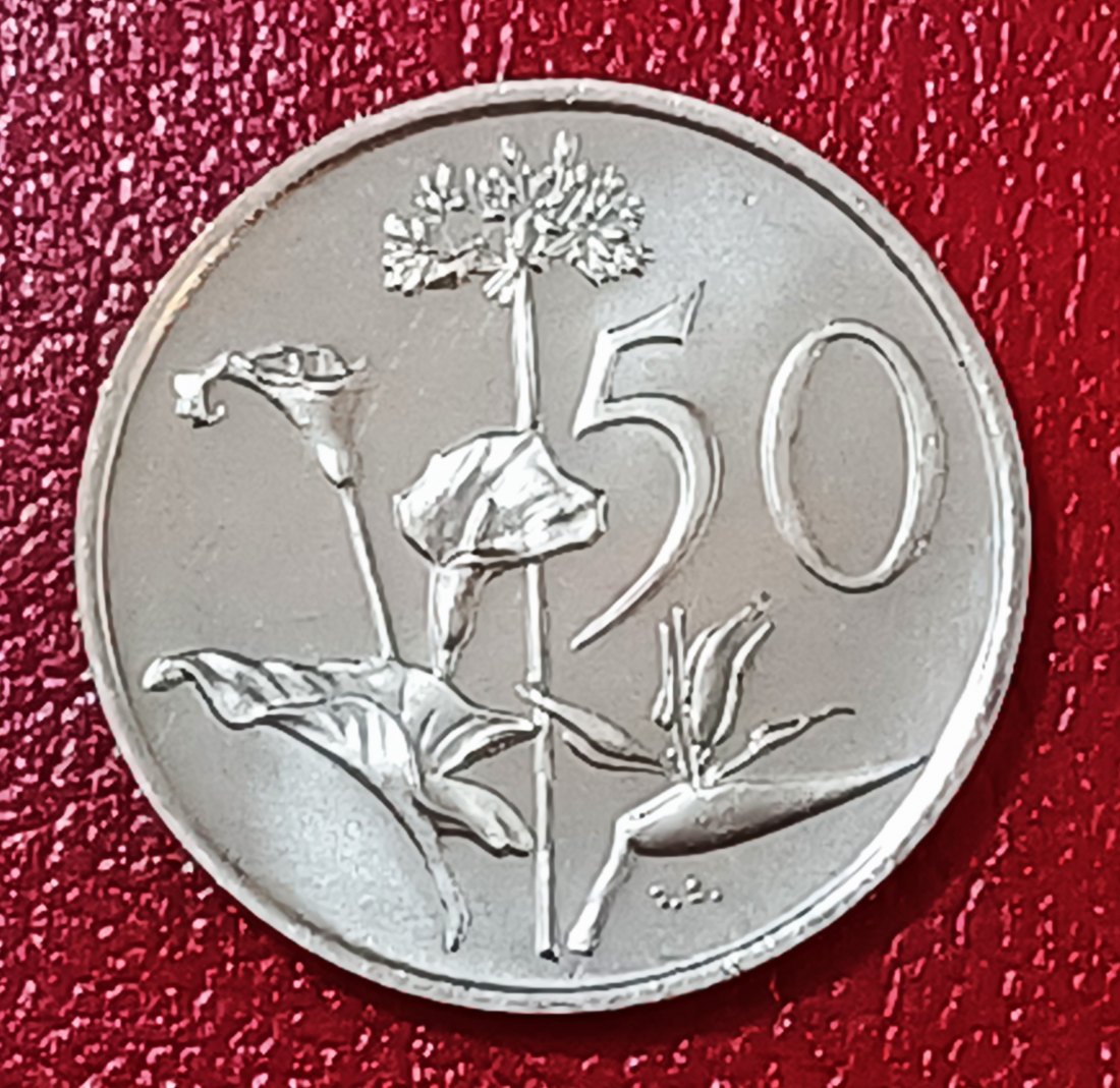 1977 South Africa Proof African Lilly Fifty Cent 50c Mintage 19,000