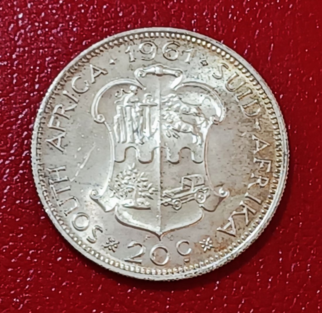 1961 South Africa Proof Van Riebeeck Twenty Cent 20c Mintage 7,530 50% Silver