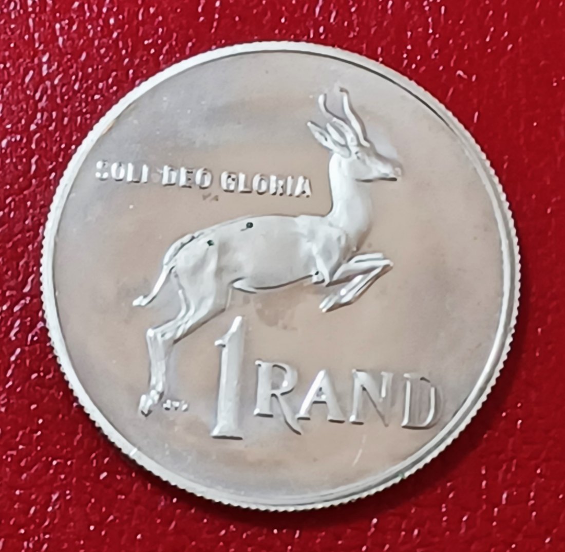 1985 South Africa PROOF Springbok Viljoen Nickel One Rand R1 MINTAGE 9,859