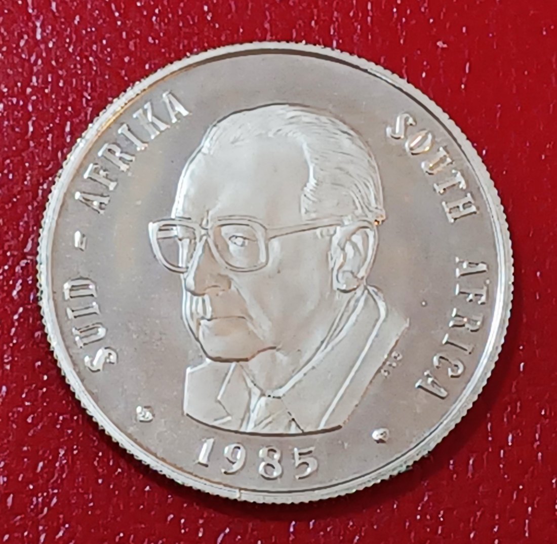  1985 South Africa PROOF Springbok Viljoen Nickel One Rand R1 MINTAGE 9,859   