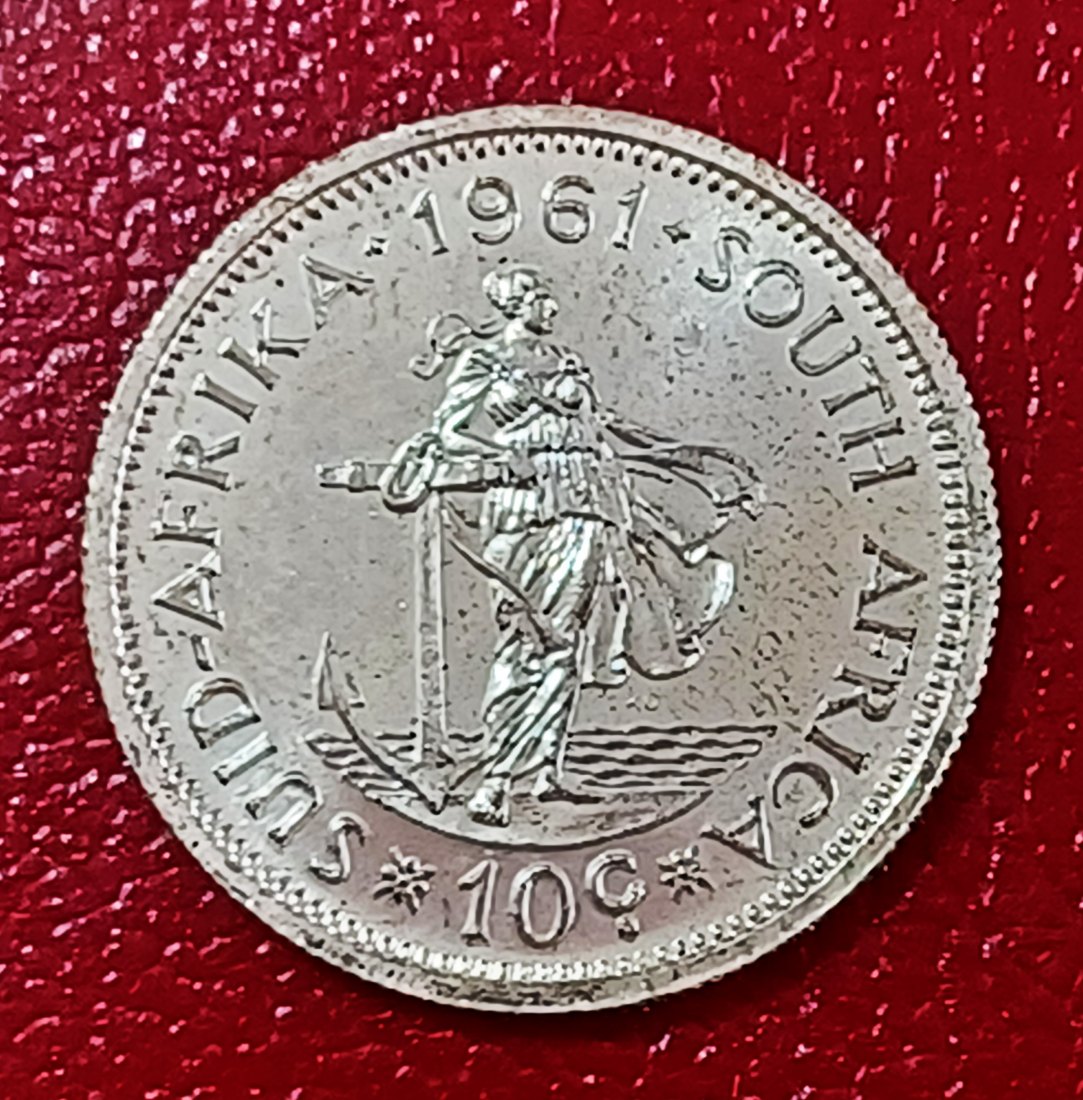 1961 South Africa PROOF Van Riebeeck Ten Cent 10c MINTAGE 7,530 50% Silver