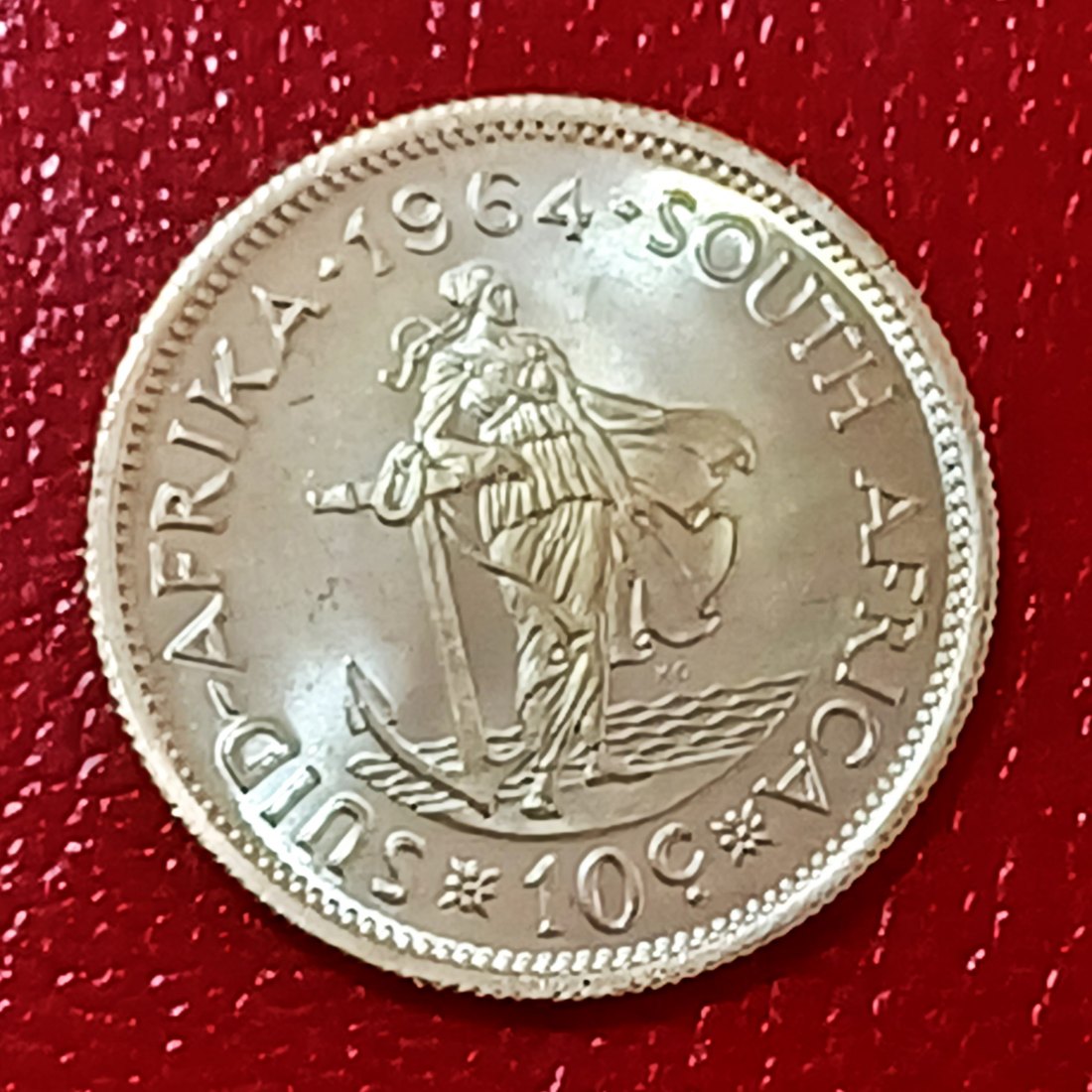 1964 South Africa PROOF Van Riebeeck Ten Cent 10c MINTAGE 16,000 50% Silver