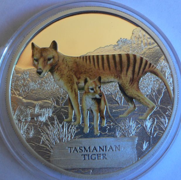 - kirofa - TUVALU -2011 - Tasmanian Tiger - Exctinct - 1 Unze Silber 99.90%. PROOF - siehe Foto