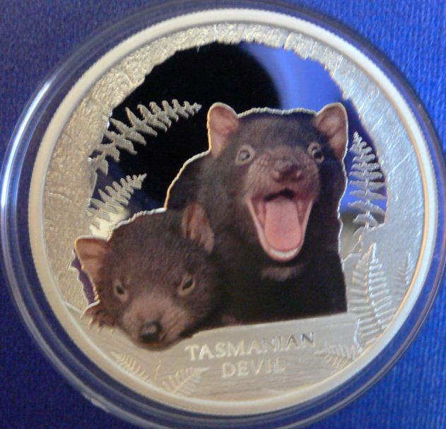 - kirofa - TUVALU -2013 - Tasmanian Devil - Endangered - 1 Unze Silber 99.90%. PROOF - siehe Foto