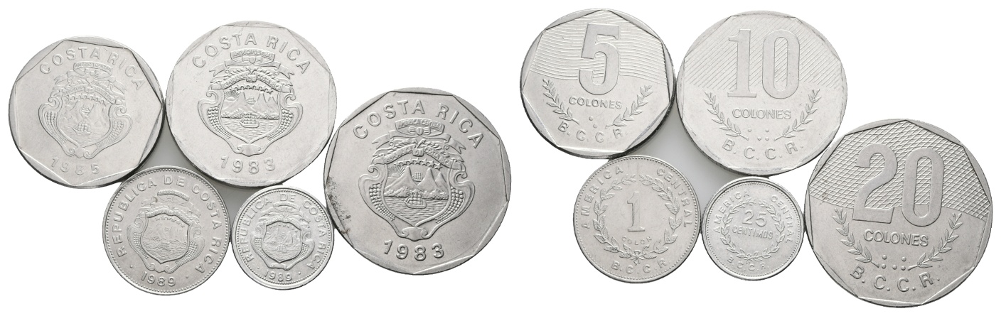 Ausland; Costa Rica; Lot Kleinmünzen ( 5 Stück )   