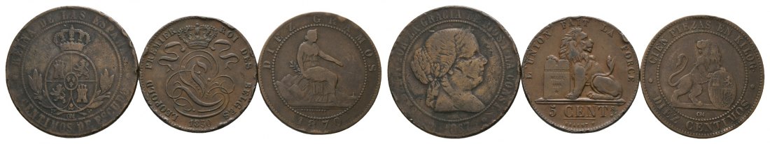  Ausland; Spanien & Belgien; Lot Kleinmünzen ( 3 Stück )   