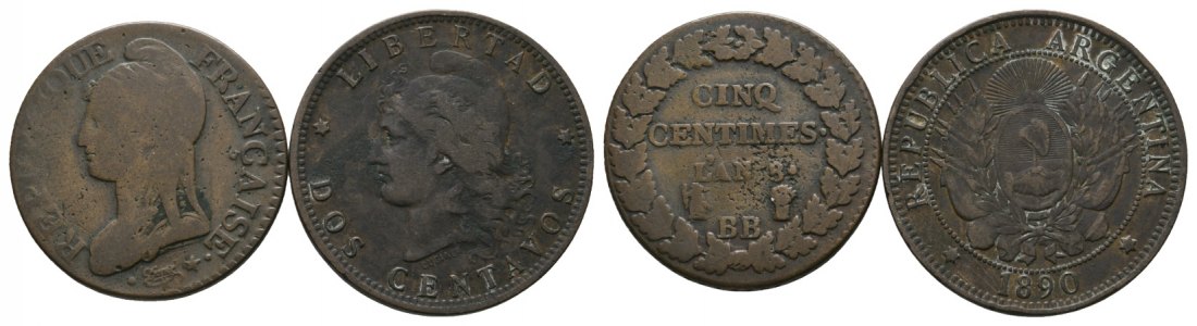  Ausland; Frankreich & Argentinien; 2 Kleinmünzen   