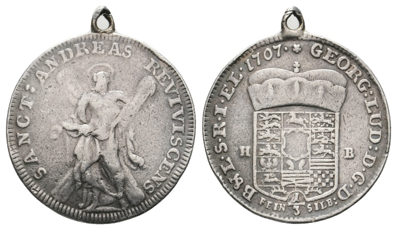  Altdeutschland; Kleinmünze 1707; gehenkelt   