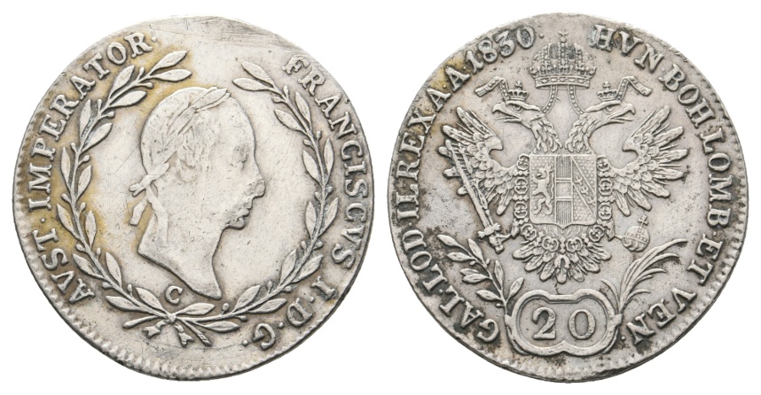  Altdeutschland; Kleinmünze 1830; Henkelspur   