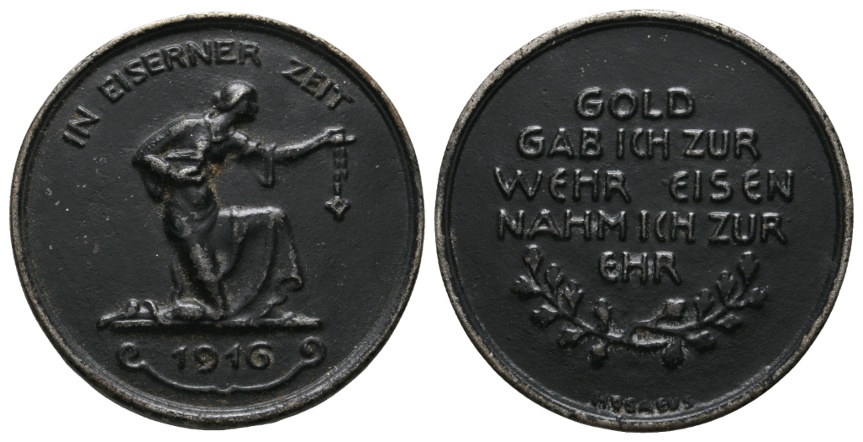  Medaille; In Eiserner Zeit 1916; Eisen; 21,00 g; Ø 41,6 mm   