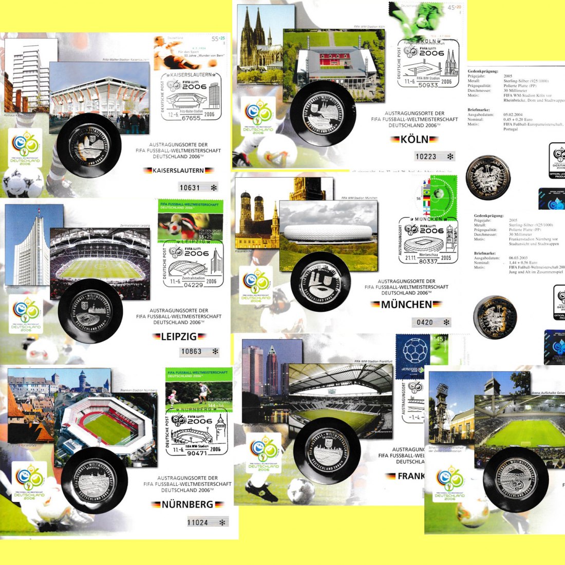  7x Silbermedaillen *XVIII Fußball-WM 2006 in Deutschland* 2005 64,75g Feinsilber   