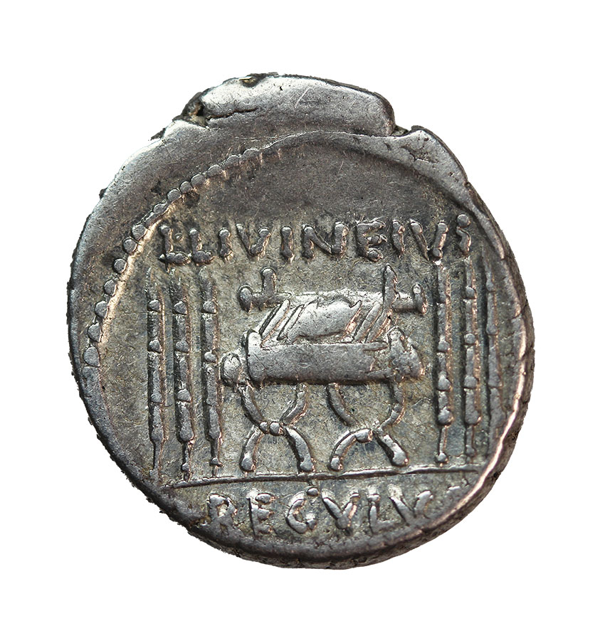  Römische Republic, L. Livineius Regulus 42 BC,AR Denarius, 3,92 g.   