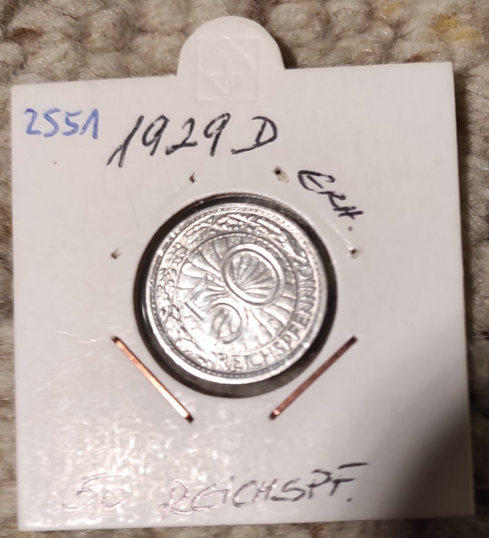  Weimarer Republik Deutschland 50 Pfennig 1929 D   
