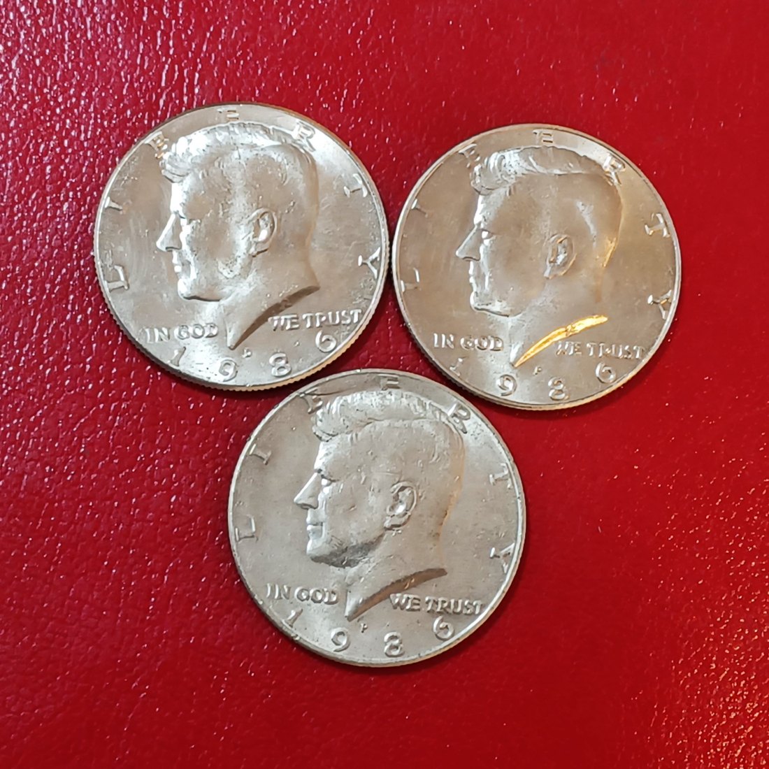  LOT OF 3 1986 United States Kennedy Half Dollar 2xP & 1xD   