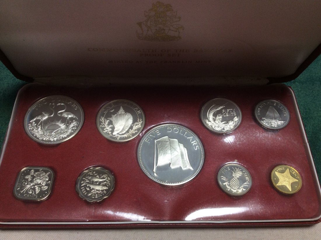 Bahamas Kusmüzensatz 1974 PP in original Etui 89g Feinsilber