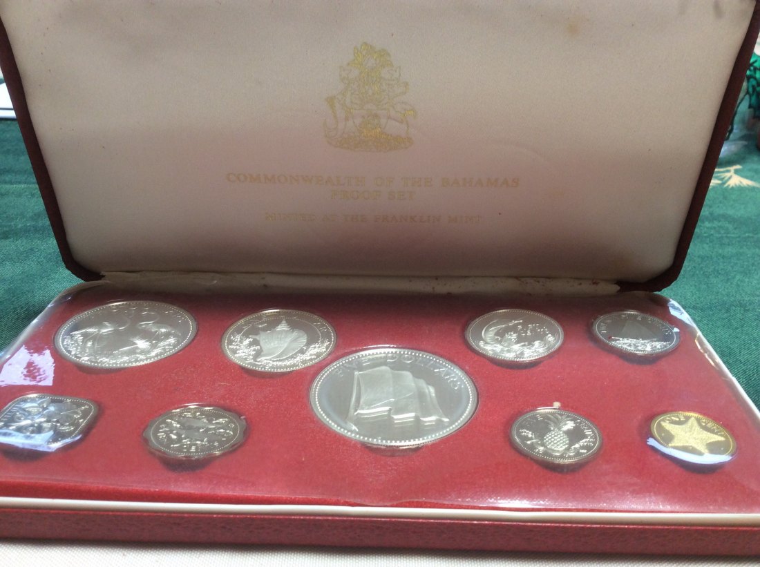  Bahamas Kusmüzensatz 1974 PP in original Etui 89g Feinsilber   