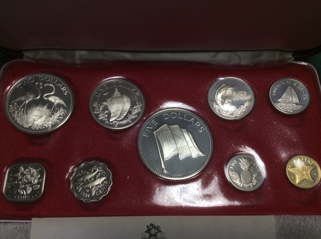  Bahamas Kusmüzensatz 1975 PP in original Etui 89g Feinsilber   