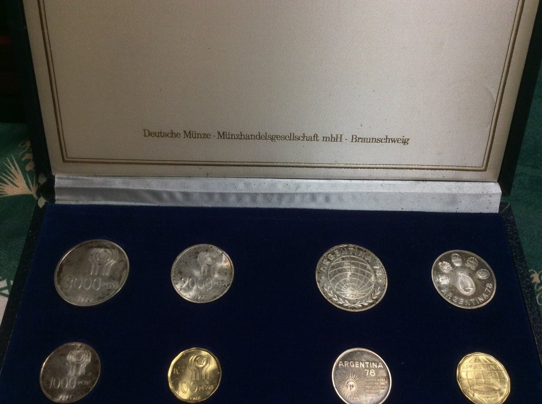  Argentinien Gedenkmünzen Fußball WM 1978 Argentinien ca. 133g Silber in Etui   