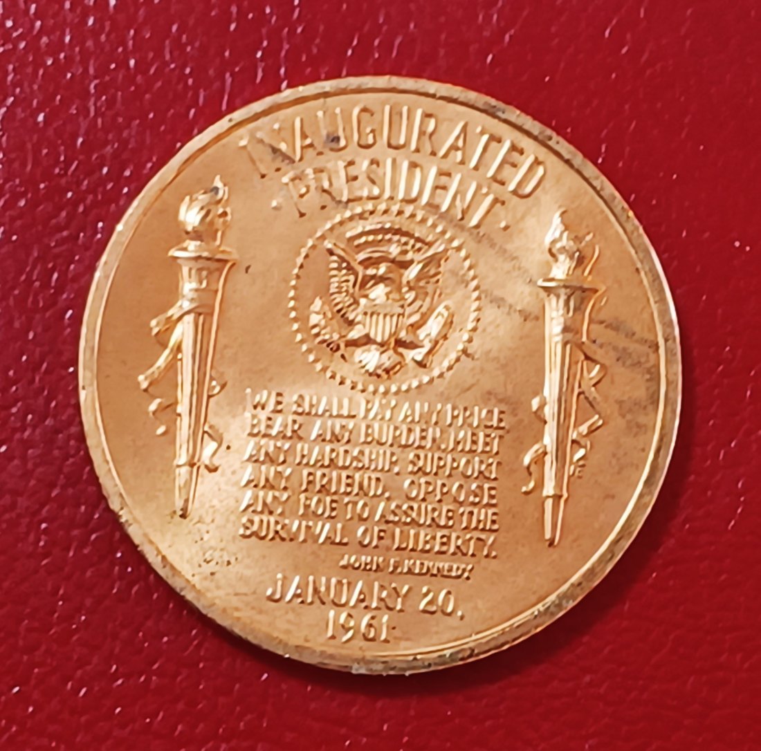  1961 Bronze John F Kennedy President Inauguration January 20th 1961 34mm 19.7g Medal   