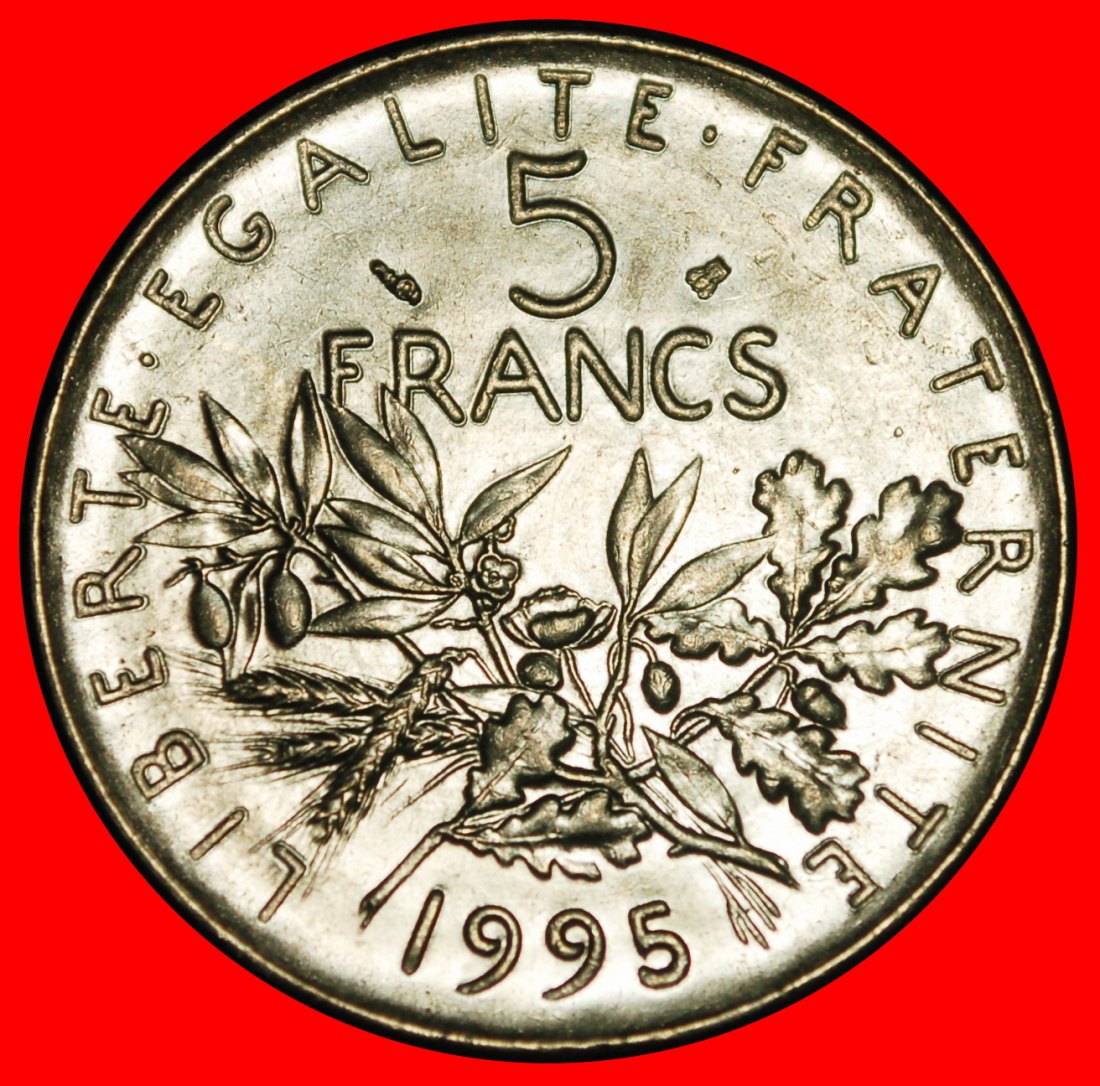 Ⰿ SUN (1960-2001):FRANCE★5 FRANCS 1995! SOWER ERROR! NOT SILVER! MINT LUSTRE★LOW START ★ NO RESERVE!